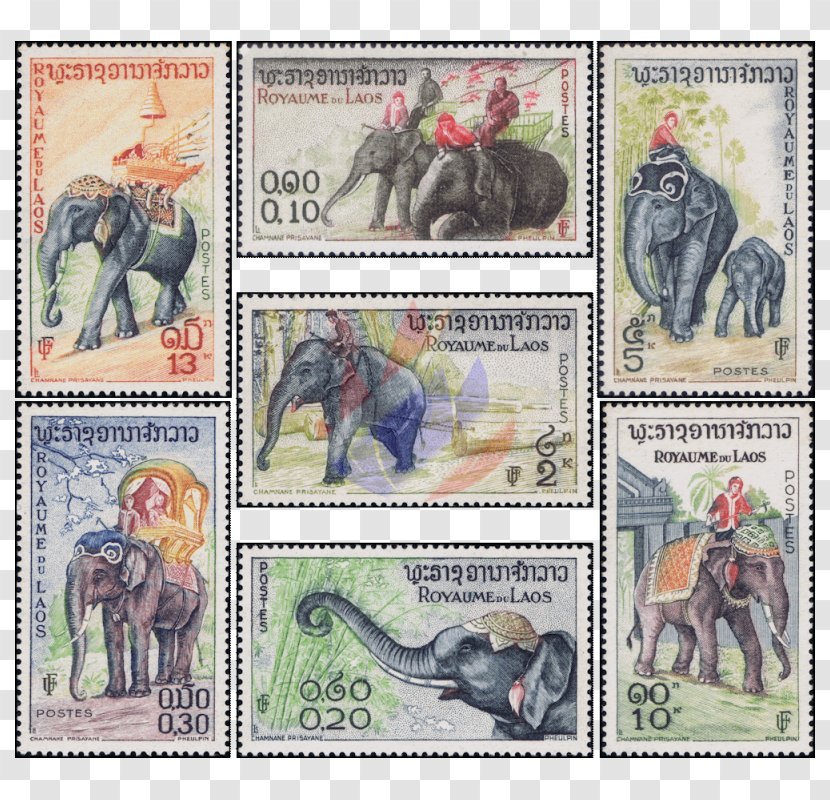 Indian Elephant African Postage Stamps CafePress Vintage Elephants - Variation Transparent PNG