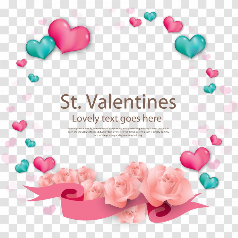 Romance Valentine's Day Love Shopee Indonesia - Text - Vector Valentine Heart Wreath Background Transparent PNG