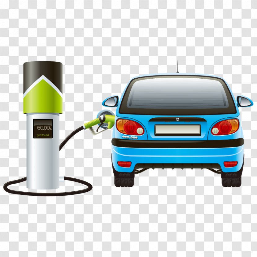 Electric Car Hybrid Vehicle Illustration - Aerial Refueling - Energy And Environmental Protection Transparent PNG