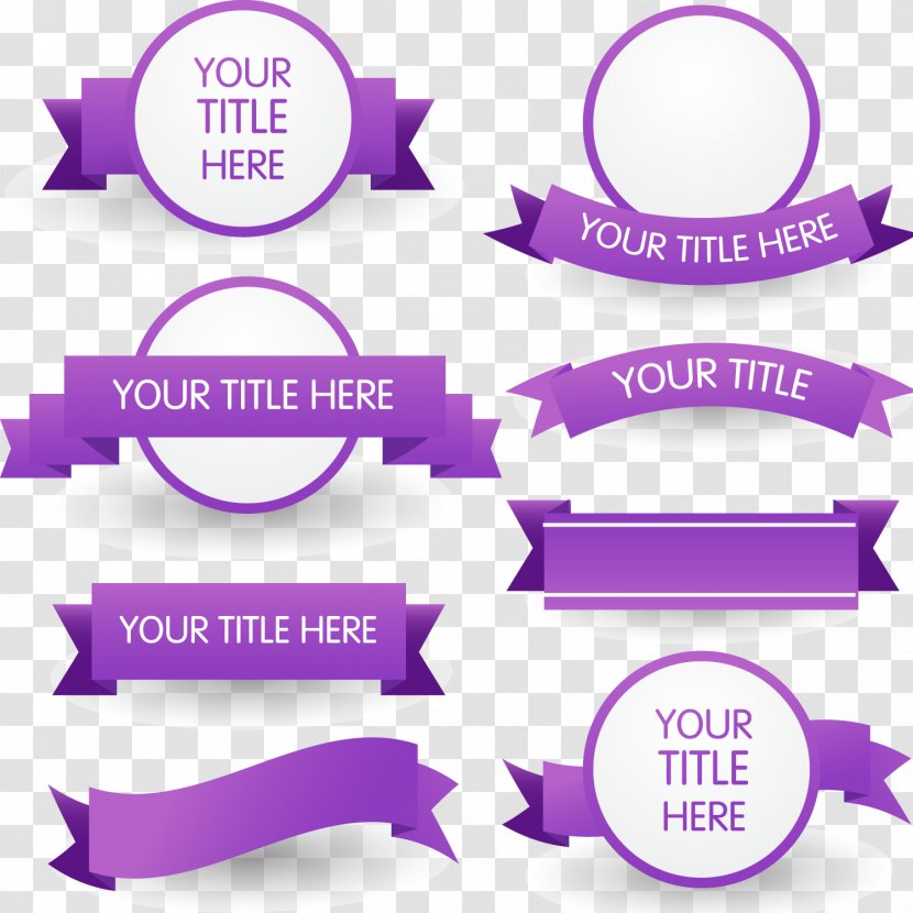 Purple Ribbon Euclidean Vector - Logo - 8 Banner Material Transparent PNG