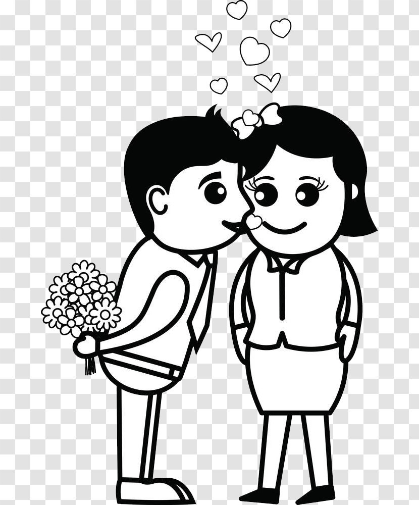 Cartoon Kiss Drawing Intimate Relationship - Kissing Men And Women Transparent PNG