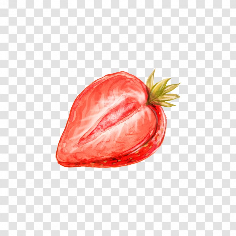 Watercolor Painting Drawing Strawberry - Split Transparent PNG