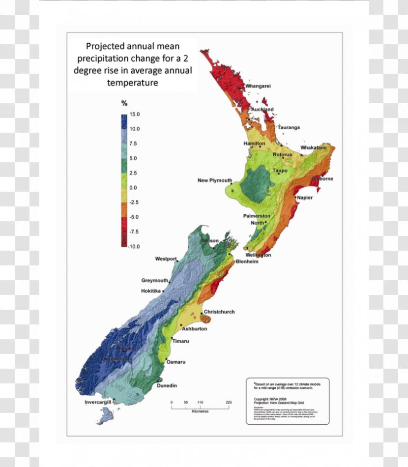 New Zealand Map Climate Change National Institute Of Water And Atmospheric Research - Global Temperature Record Transparent PNG
