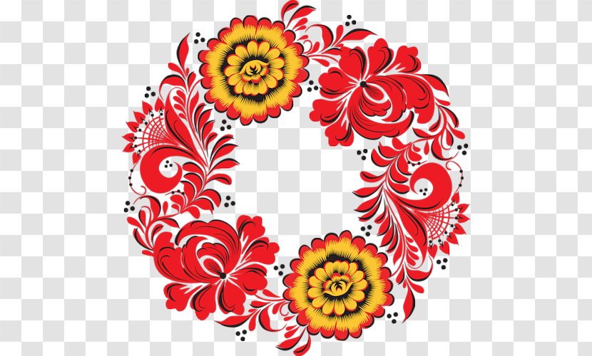 Russia Khokhloma Art Floral Design - Petal Transparent PNG