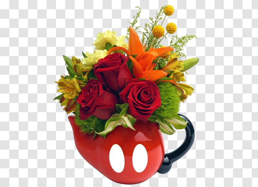 Garden Roses Mickey Mouse Minnie Floral Design Flower Bouquet - Darkred Enameled Pottery Teapot Transparent PNG