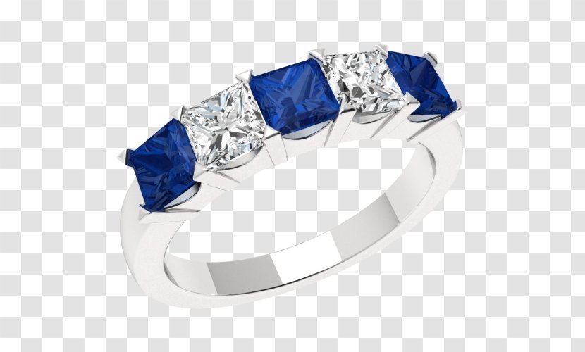 Sapphire Eternity Ring Princess Cut Diamond - Brilliant Transparent PNG