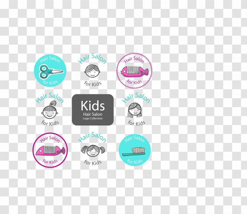 Logo Beauty Parlour Drawing Sketch - Vector Colored Child With Hair Cut Label Transparent PNG