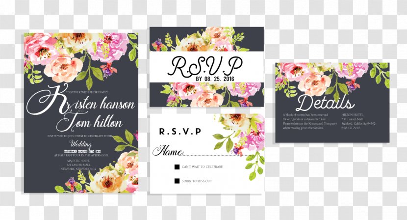 Floral Design Wedding Invitation Bride - Bridegroom Transparent PNG