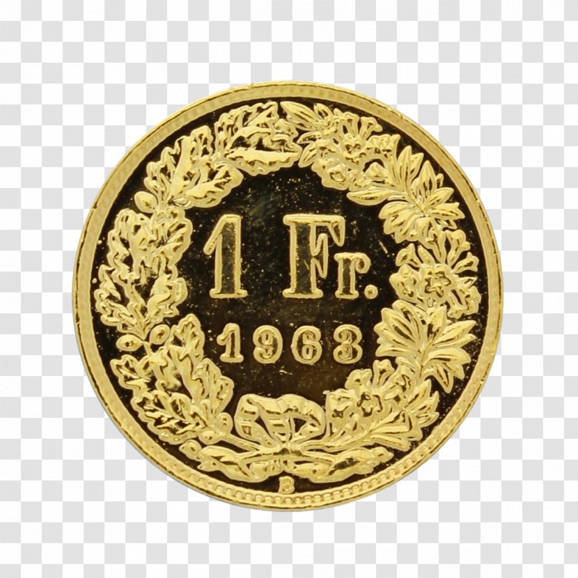 Switzerland Swiss Franc Coin One Gold - Brass - Plaque Transparent PNG