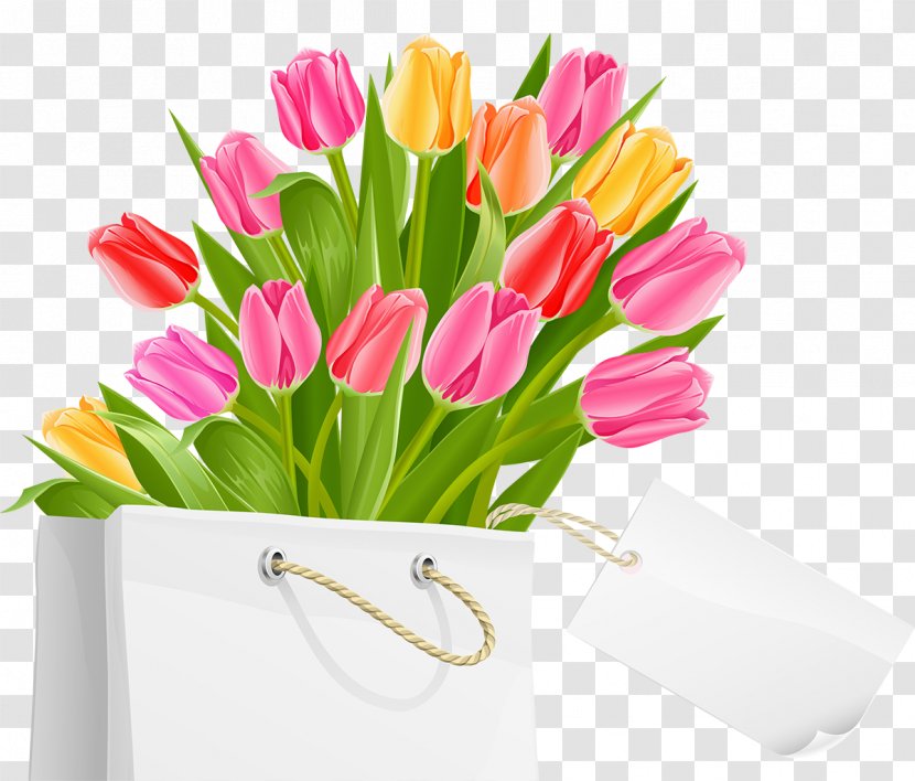 International Women's Day Public Holiday March 8 Clip Art - Flower Arranging - Spring Bag With Tulips PNG Clipart Picture Transparent PNG