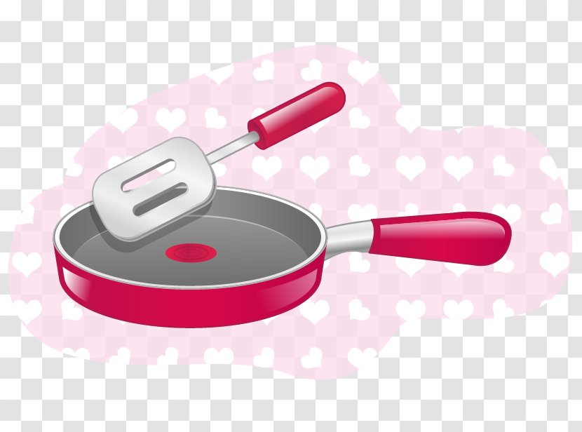 Household Clip Art - Pink - Hand-painted Pattern Red Frying Pan Shovel Transparent PNG