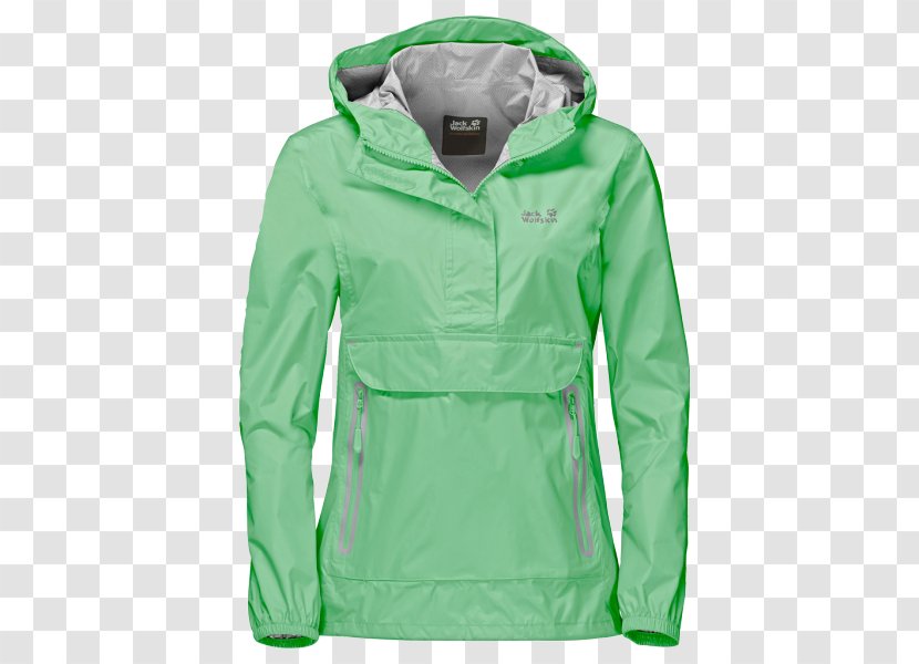 Raincoat Jacket Jack Wolfskin Clothing Zipper - Spring Green Transparent PNG