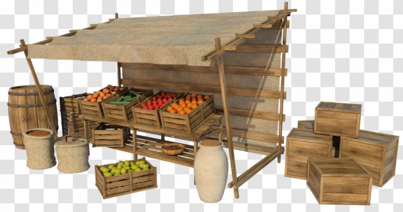 Market Stall Wooden Box Food Booth - 3d Transparent PNG