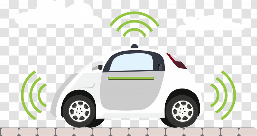 Google Driverless Car Autonomous Driving - Connected - Cartoon Free Vector Transparent PNG