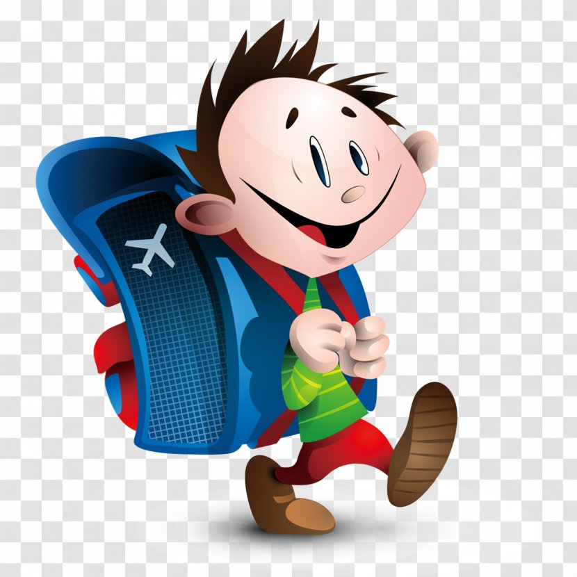 Student French Child School Clip Art - Hand - Carrying A Bag To Go Cartoon Painted Children Transparent PNG