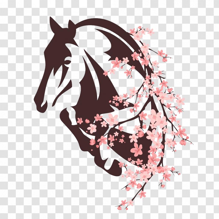 Printed T-shirt Horse Top - And Plum Silhouette Transparent PNG