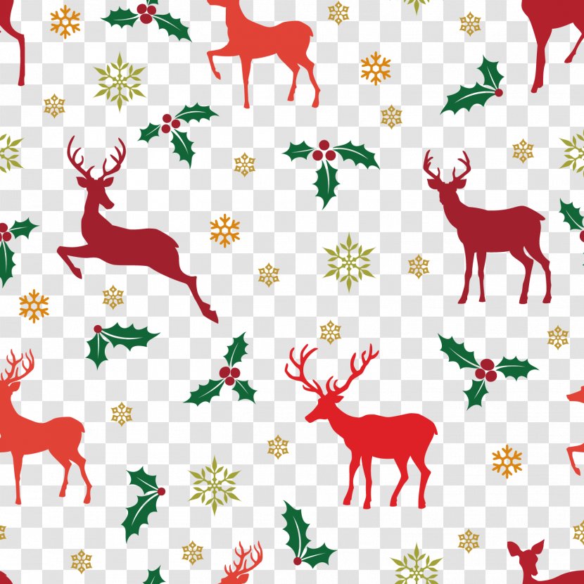 Reindeer Snowflake Vector Background - Christmas Tree - Fictional Character Transparent PNG
