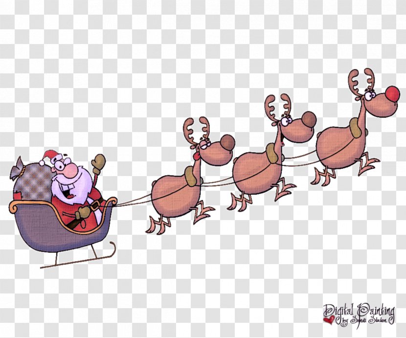Santa Claus Rudolph Reindeer Sled Clip Art - Airplane Transparent PNG