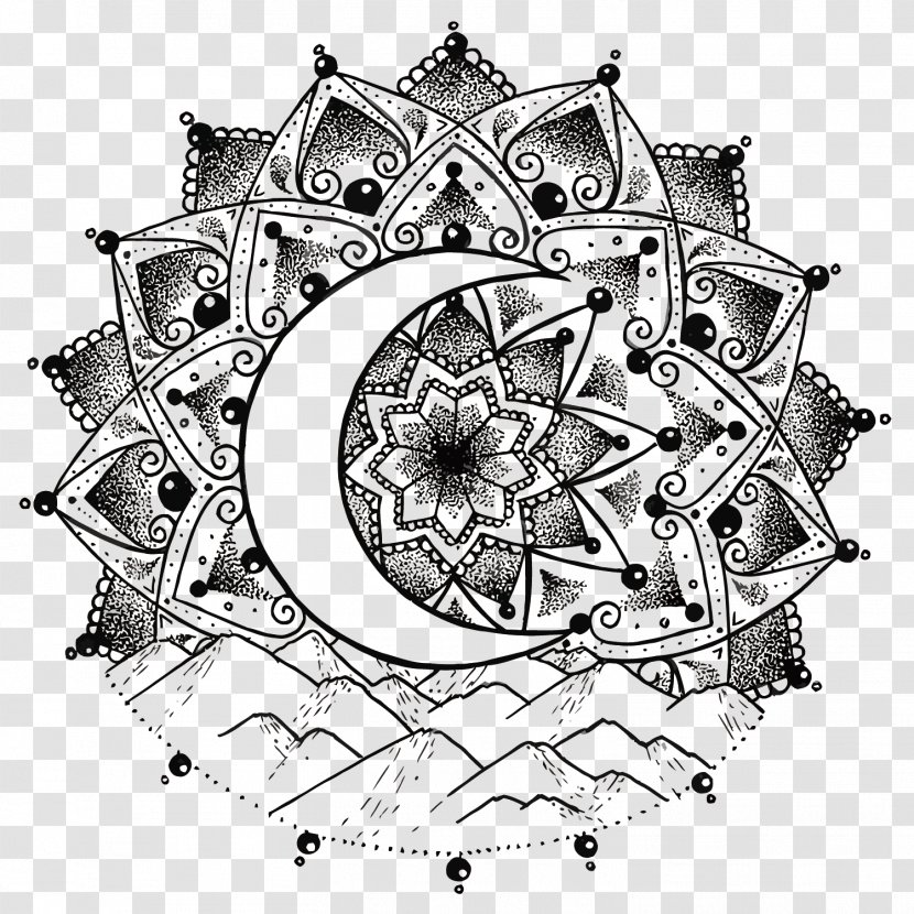 Drawing - Black And White - Vector Moon Transparent PNG
