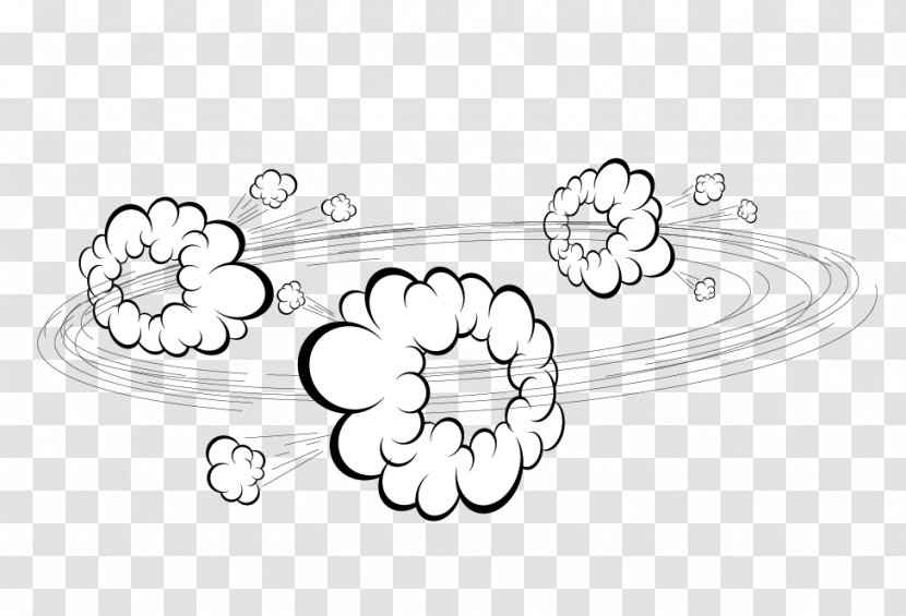 Dust Explosion Drawing Cartoon - Black And White - Cloud Material Transparent PNG