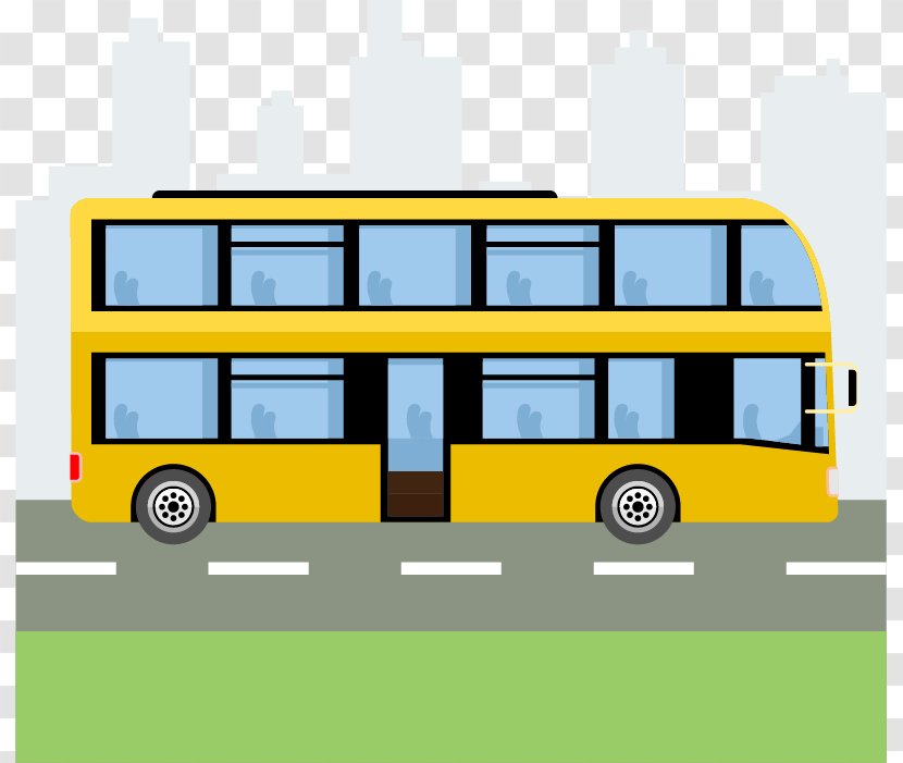 School Bus Car Double-decker - Transport - Vector Transparent PNG