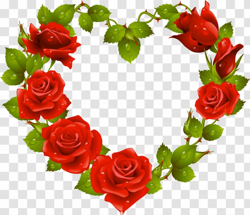 Heart Garden Roses Flower Red Clip Art - Cut Flowers Transparent PNG