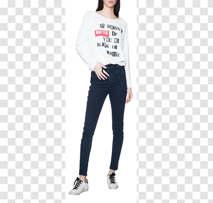 Jeans T-shirt Waist Leggings Denim - Model Transparent PNG