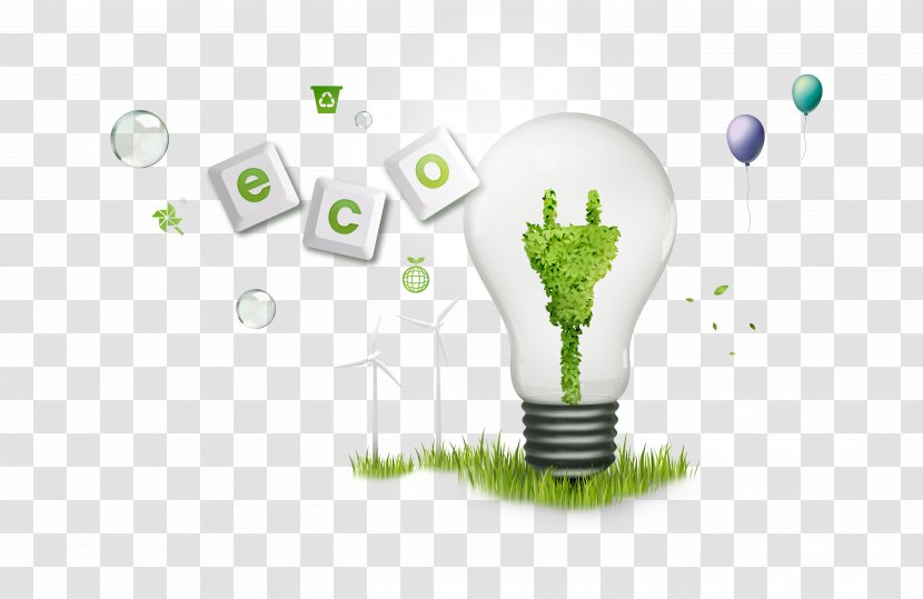 Energy Conservation Electricity Poster - Green - Light Bulb To Pull Creative HD Free Transparent PNG