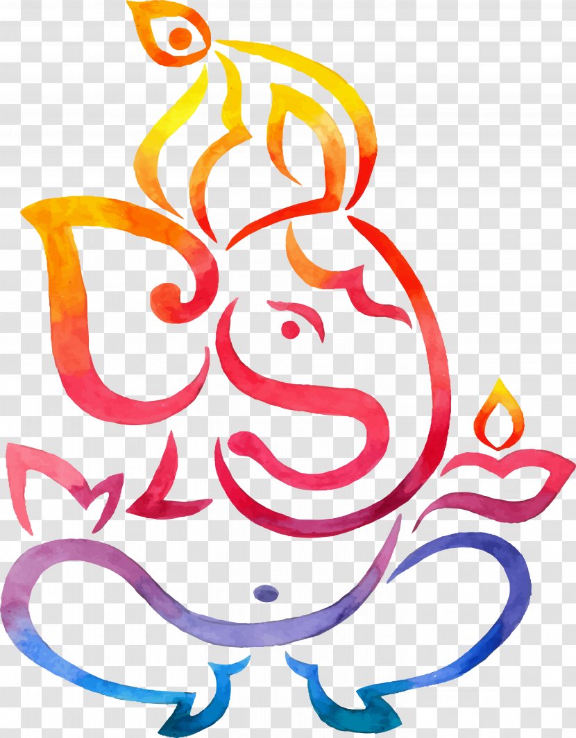 Ganesha Line Drawing - Krishna Janmashtami - Art Puja Transparent PNG