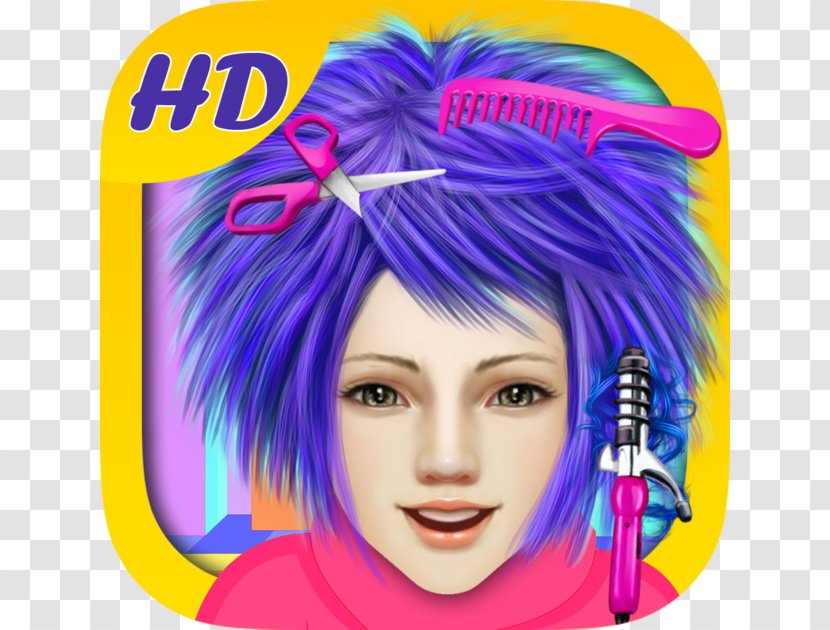 Hair Coloring Long Wig - Violet Transparent PNG