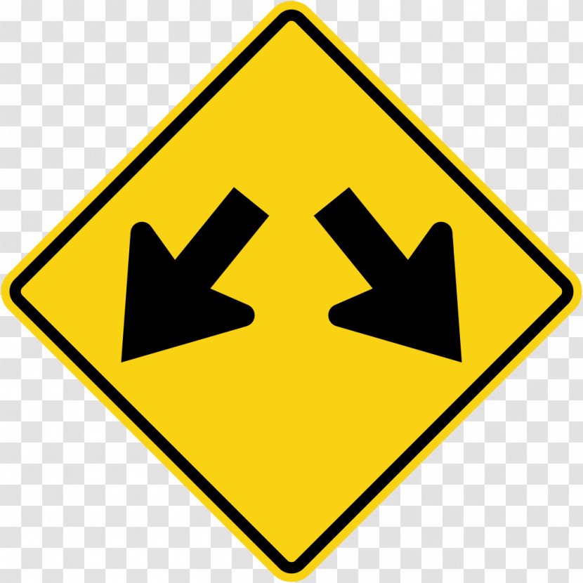 Traffic Sign Road Arrow Warning - Yellow - Thailand Transparent PNG