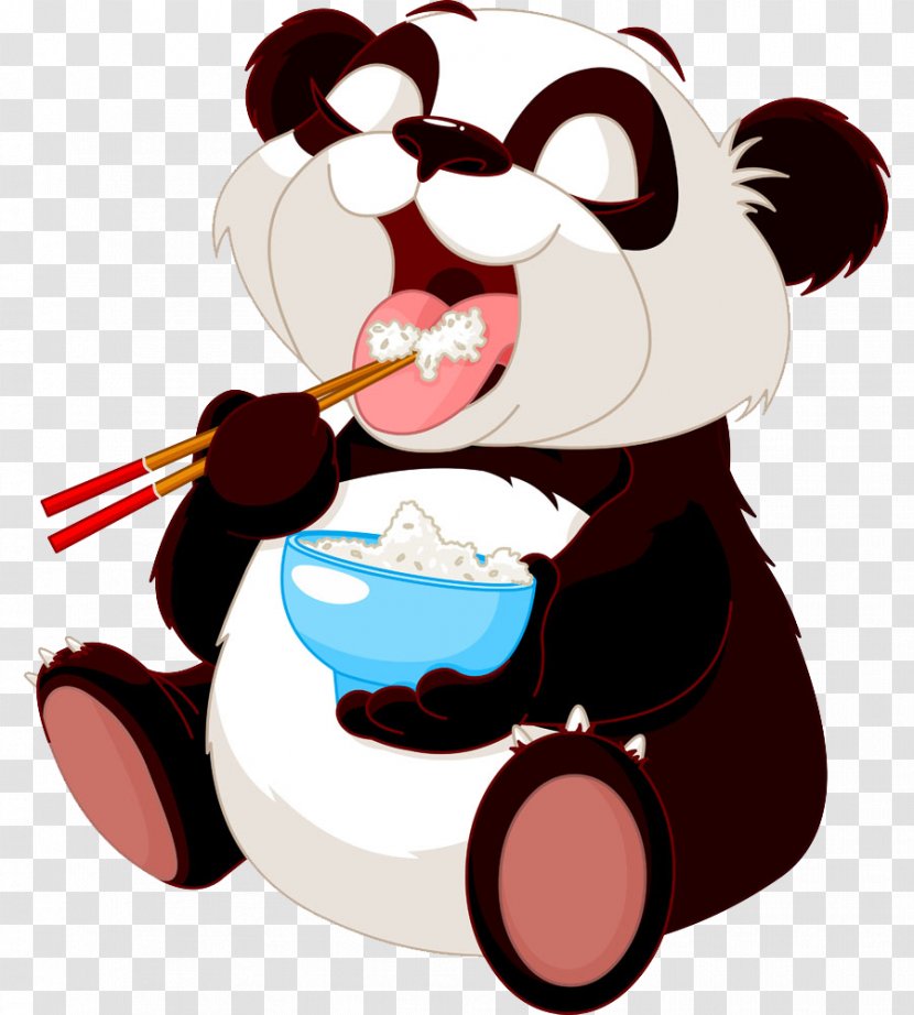 Giant Panda Chinese Cuisine Eating Clip Art - Watercolor Transparent PNG