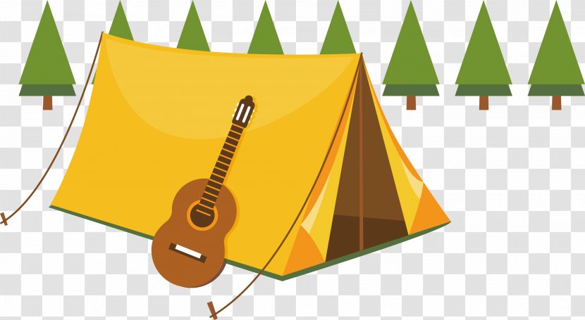 Camping Summer Camp Tent Illustration - Brand - Violin Decoration Vector Material Transparent PNG