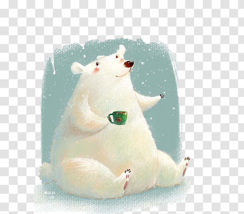 Polar Bear Cartoon - Tree - Hand-painted Transparent PNG