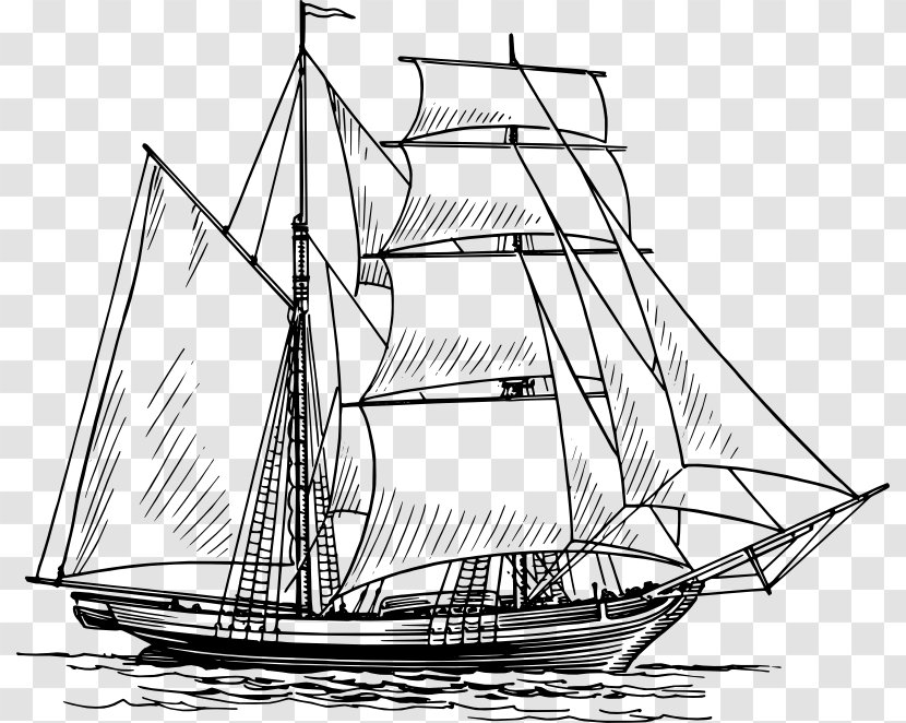 Drawing Sailboat Sailing Ship - Fishing Vessel - Outline Transparent PNG