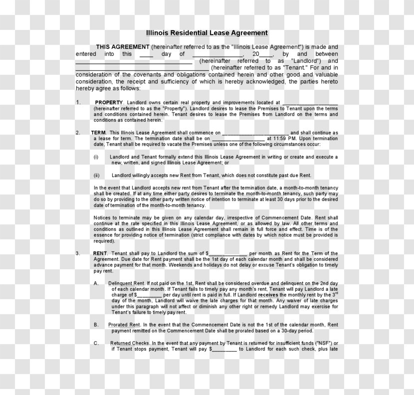 Document Rental Agreement Contract Renting Lease - Roommate - House Transparent PNG