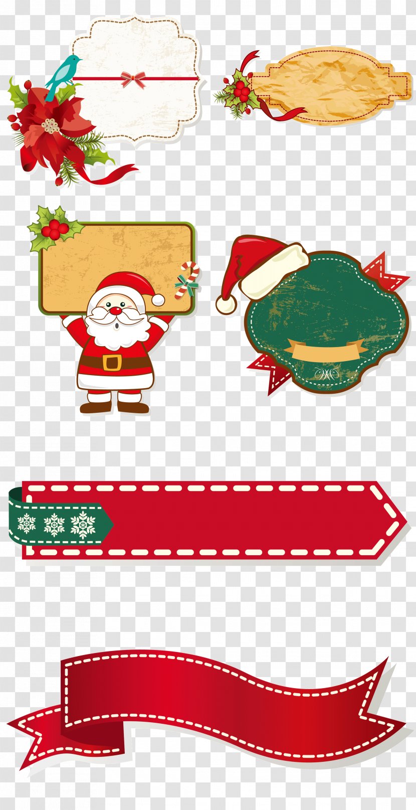 Santa Claus Christmas Decoration Clip Art - Produce - Cartoon Border Collection Transparent PNG