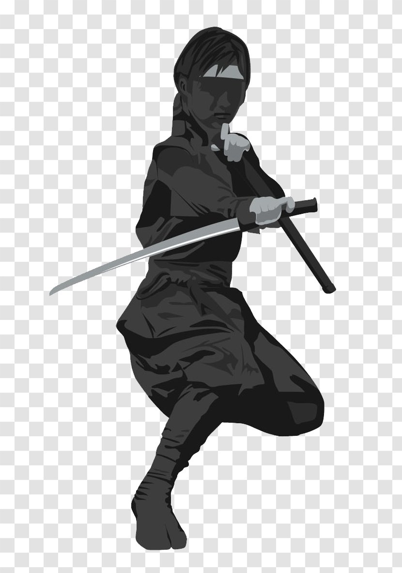 Ninja Kunoichi Clip Art - Black Transparent PNG