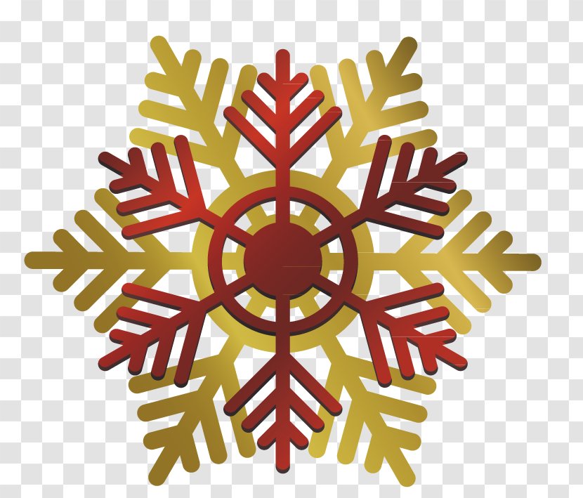 Snowflake Schema Red - Gold - Paper-cut Snowflakes Transparent PNG