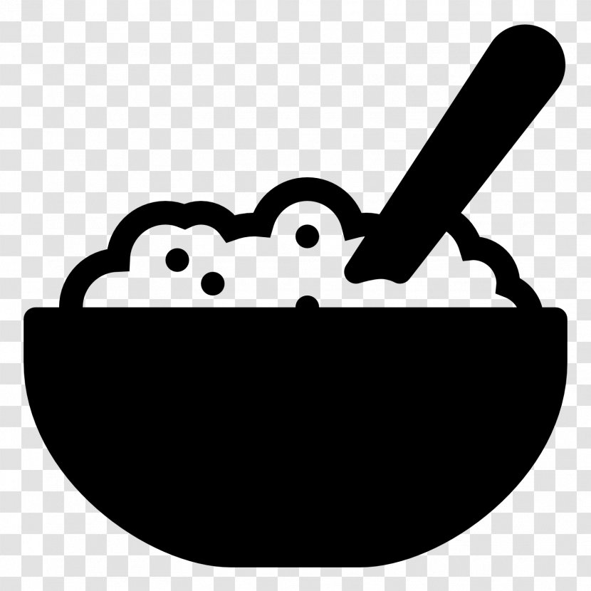 Rice Bowl Cereal - Black And White - Food Icon Transparent PNG