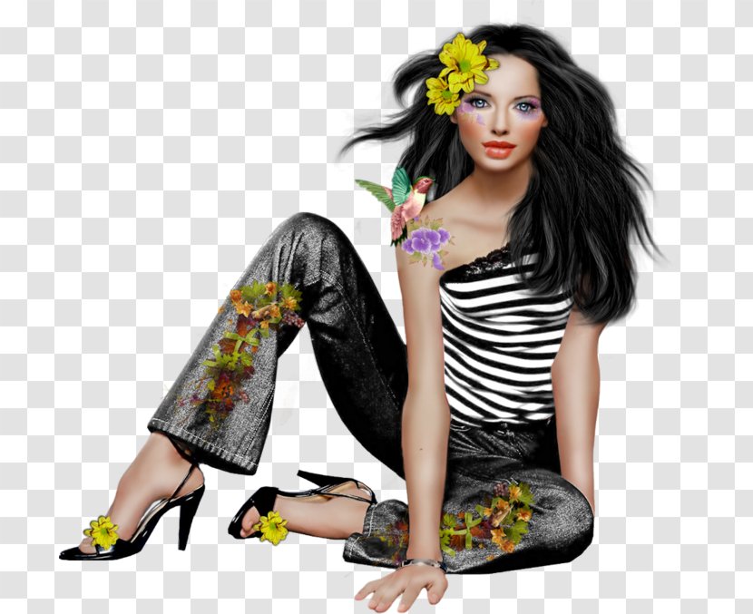 Woman Female Drawing Yellow - Flower - Models Gilr Transparent PNG