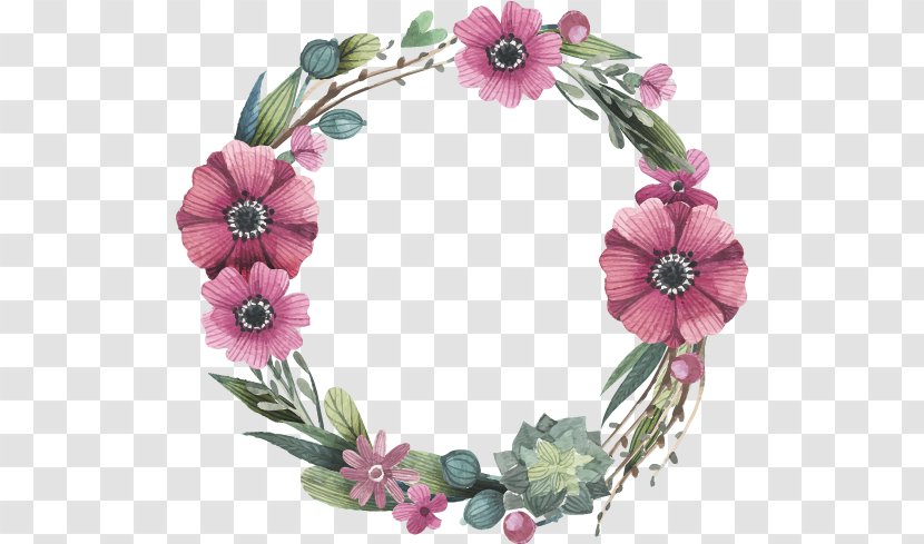 Flower Watercolor Painting Wreath - Vector Floral Material Transparent PNG