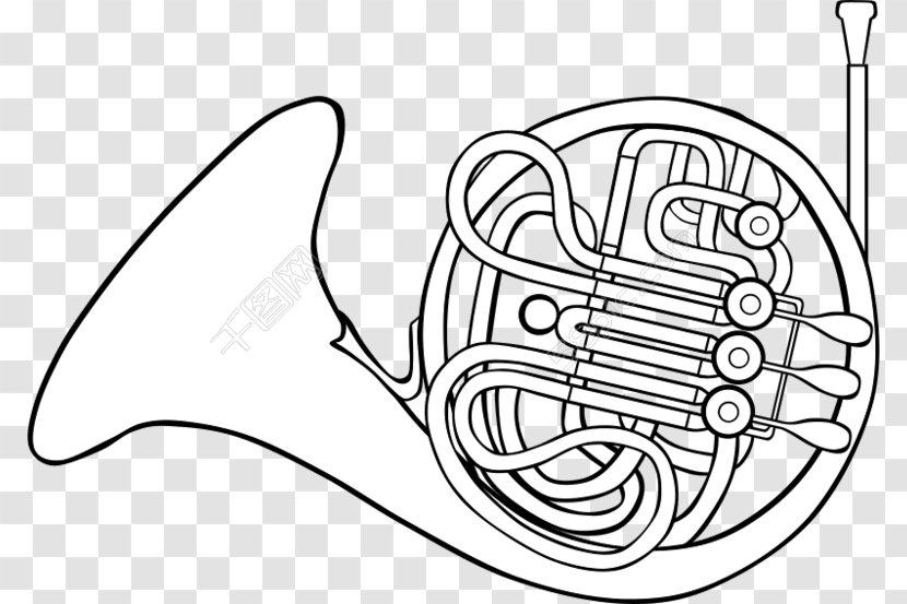 Clip Art Vector Graphics French Horns Drawing Image - Tree - Baritone Horn Transparent PNG