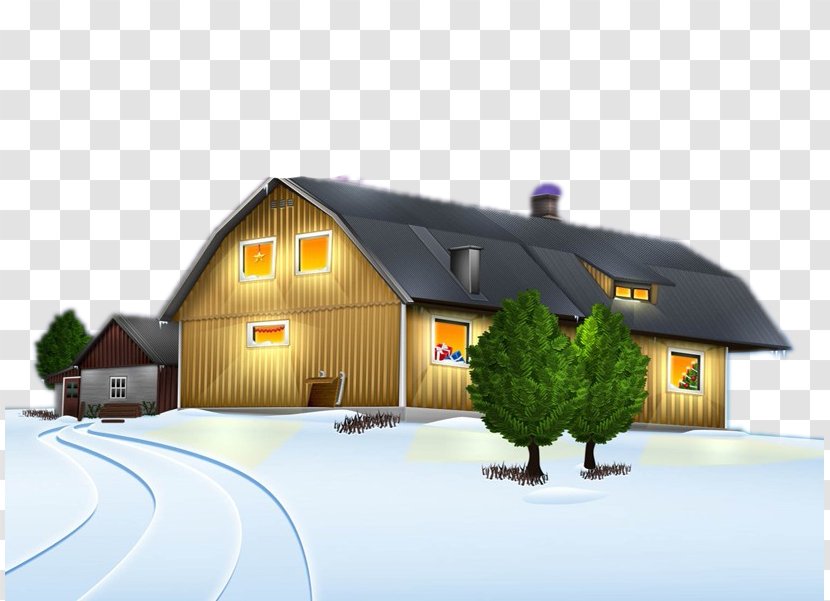 Christmas Tree House Wallpaper - Winter Cabin Image Transparent PNG