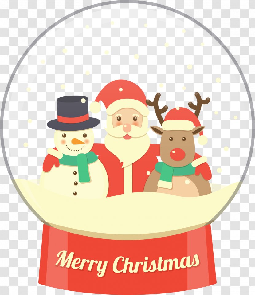 Rudolph Reindeer Santa Claus Christmas Snowman - Holiday - Inside The Crystal Ball Transparent PNG