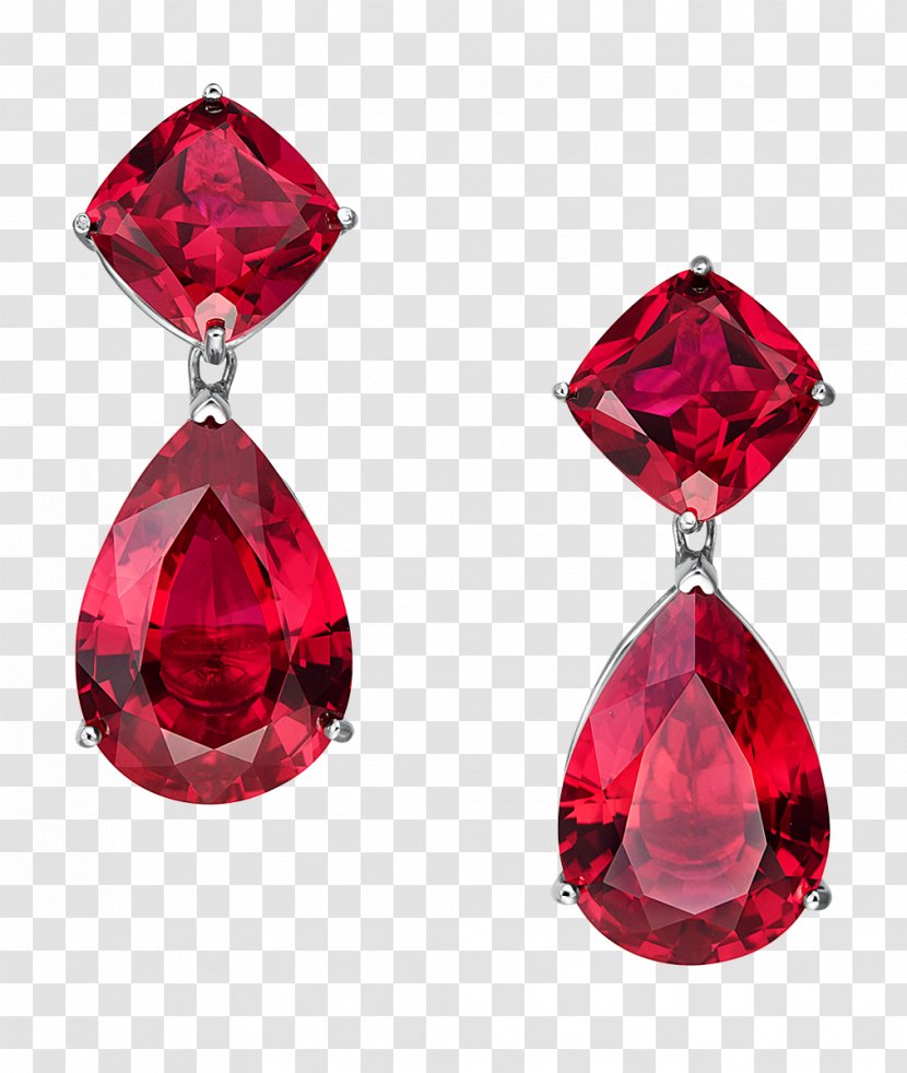 Earring Jewellery Gemstone Red Ruby - Earrings - NECKLACE Transparent PNG