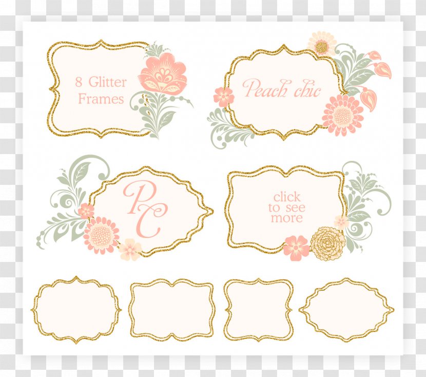 Floral Design Wedding Invitation Clip Art - Rectangle - Peach Blossom Transparent PNG