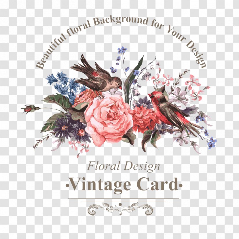 Bird Flower Greeting Card Illustration - Plant - Wedding Invitations Decorative Pattern Transparent PNG