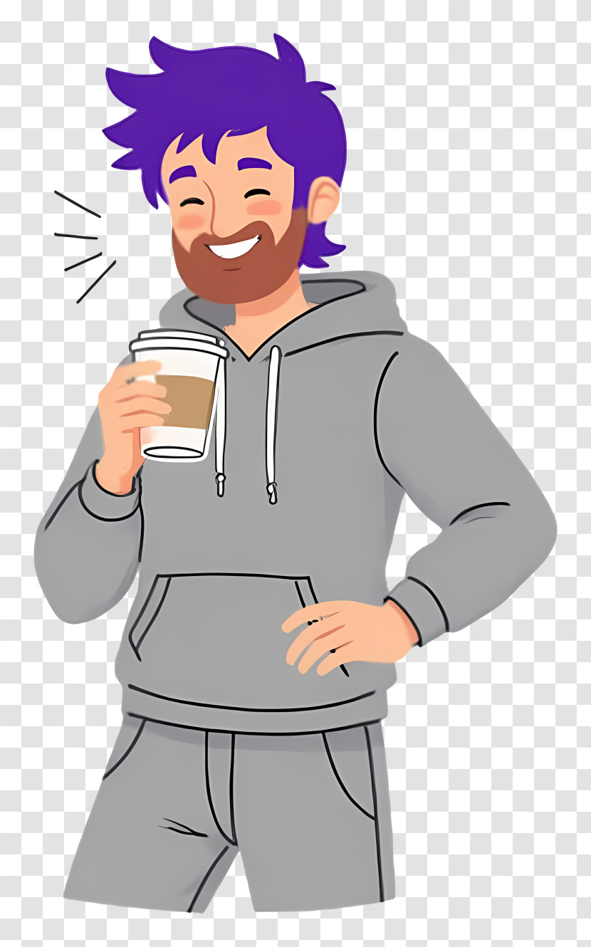 Relaxing Man With Coffee - Man Enjoying Coffee In Hoodie Transparent PNG