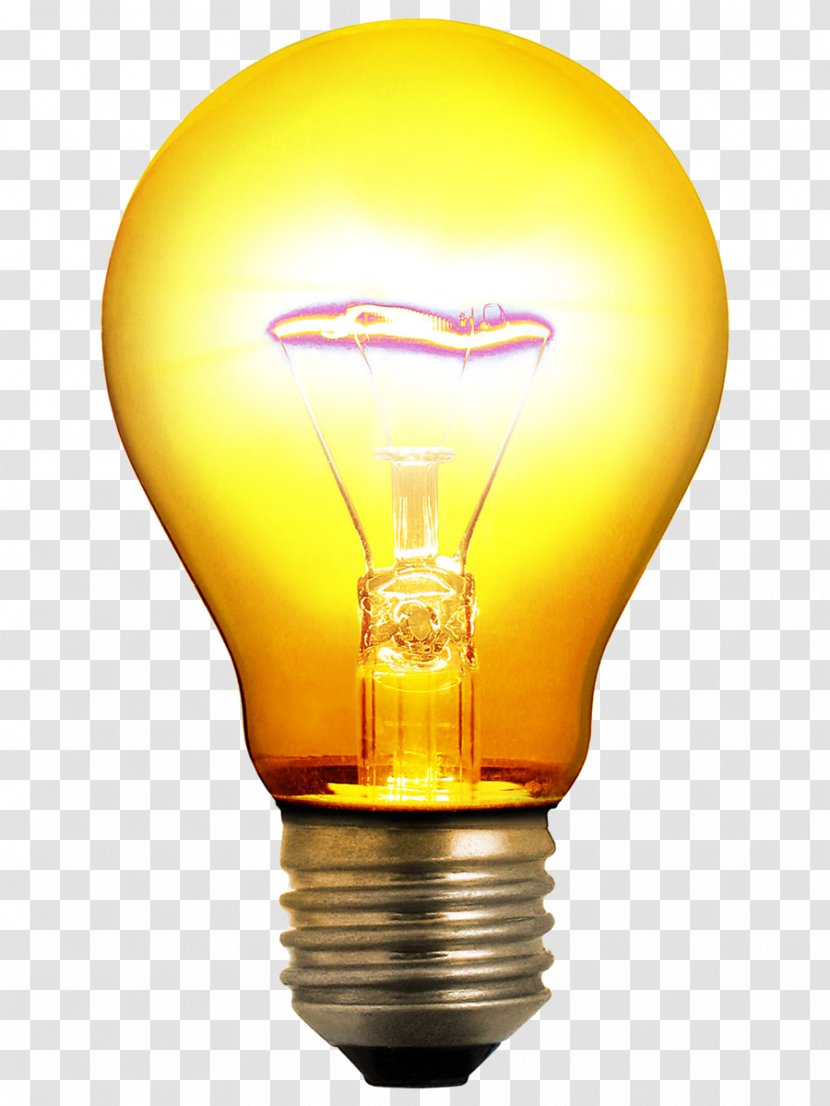 Incandescent Light Bulb Clip Art - Yellow Transparent PNG